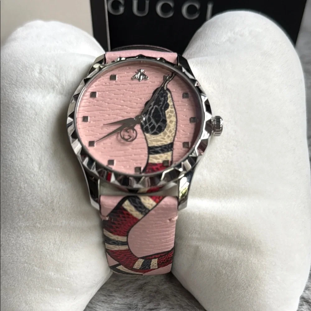 Gucci Pink and Black Luxury Watch